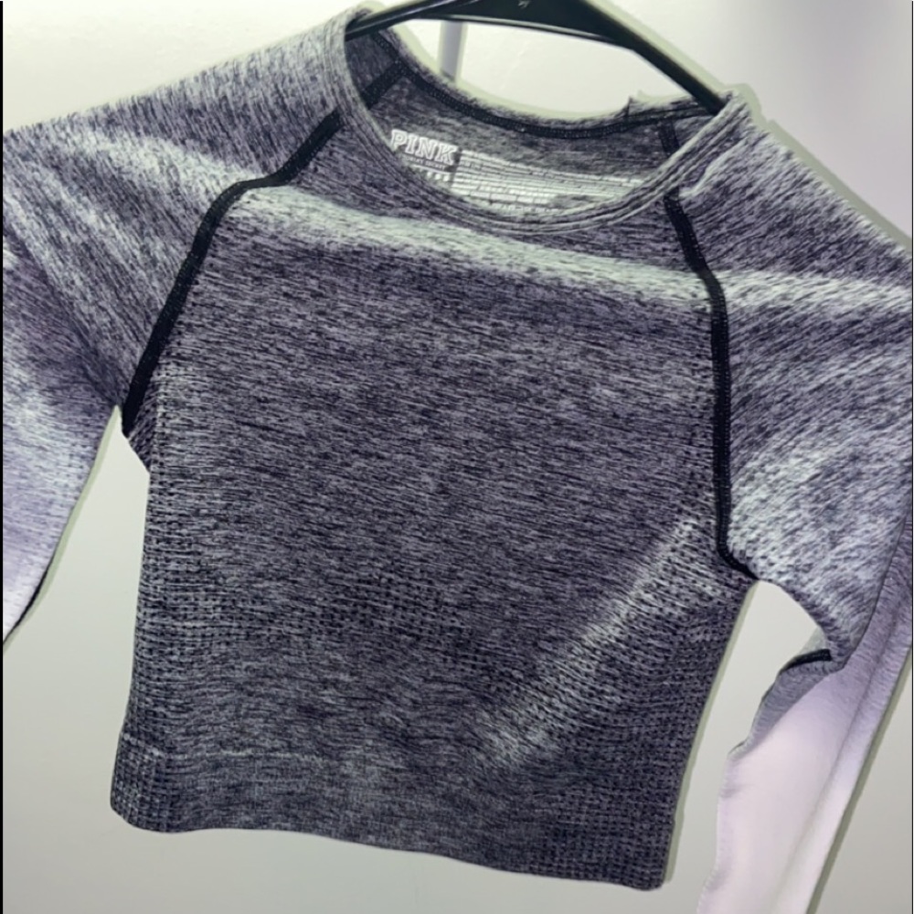 Pink- athletic top with finger slits